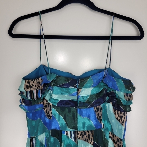 Hutch Anthropologie Ondine Multicolor Patchwork Leopard Ruffle Maxi Dress Size 0 - Picture 12 of 16